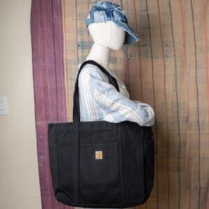 Black upcycled carhartt tote bag